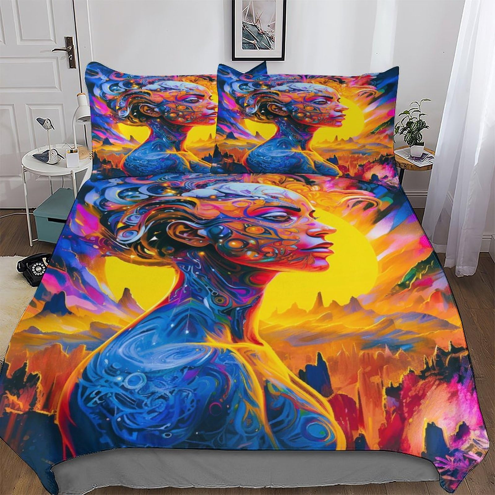 Housse de couette 3D et taies King pour une chambre moderne et chaleureuse