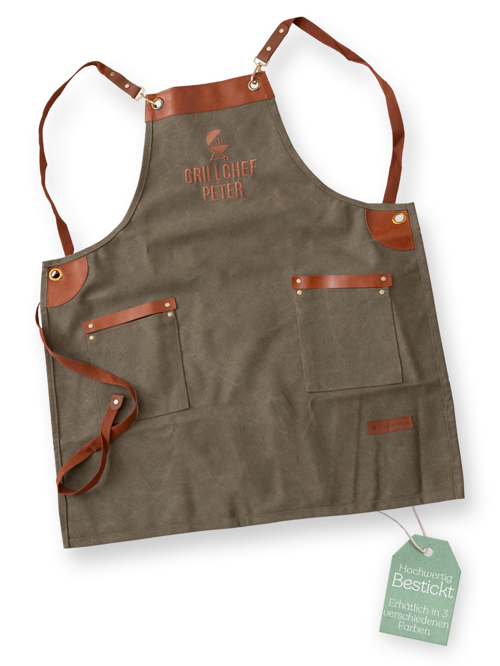 Grillschürze BBQ Schürze in 3 Farben, personalisiert mit Wunschnamen