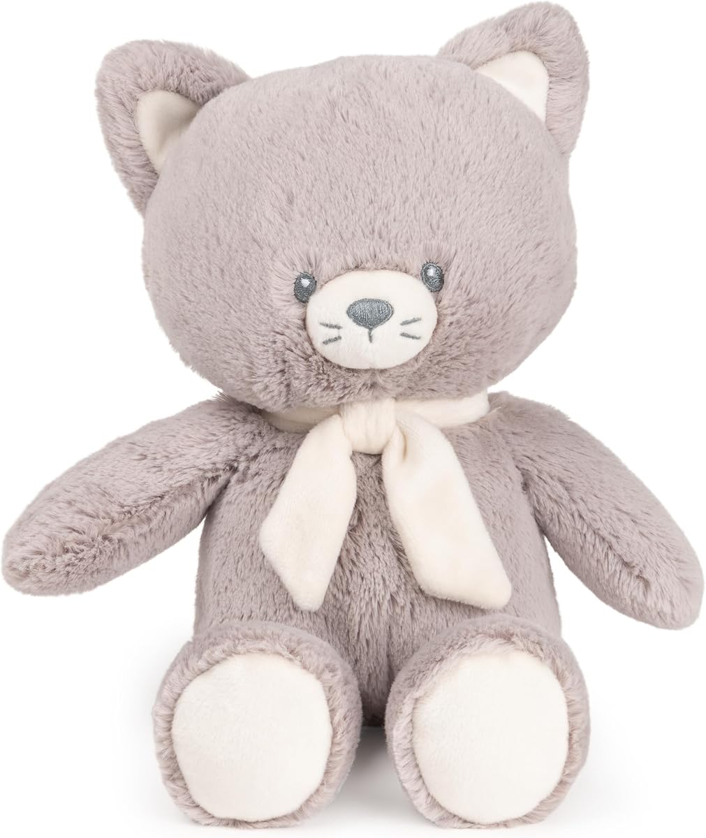 Juguete de peluche de gatito de 13 pulgadas sosteniblemente suave para bebé con bufanda; Edades 0+