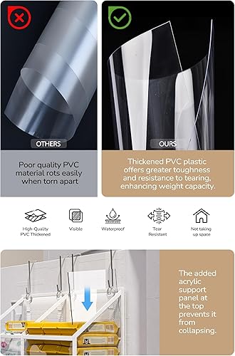 Miniatura 5 de Organizador de puerta con 5 estantes, organizador de puerta colgante con 10 bolsillos, almacenamiento detrás de la puerta, organizadores y