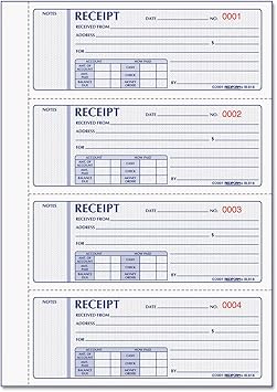 Rediform Money Receipt Book, Hardcover, Three-Part Carbonless, 7 x 2.75, 4 Forms/Sheet, 200 Forms Total