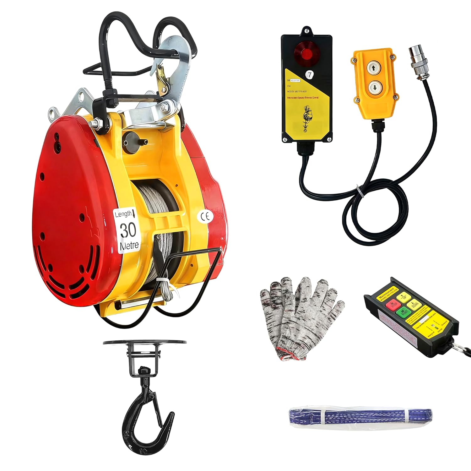 2-in-1 Electric Hoist Winch, 660 lbs Capacity, 1500W Portable Power Crane, 98.4 ft Lifting