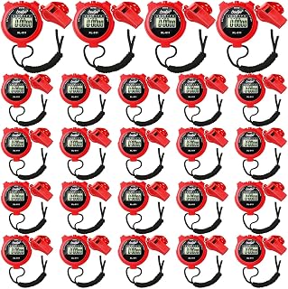 Simgoing 48 Pcs Digital Stopwatch Timer Plastic Whistle Bulk for Sports ...