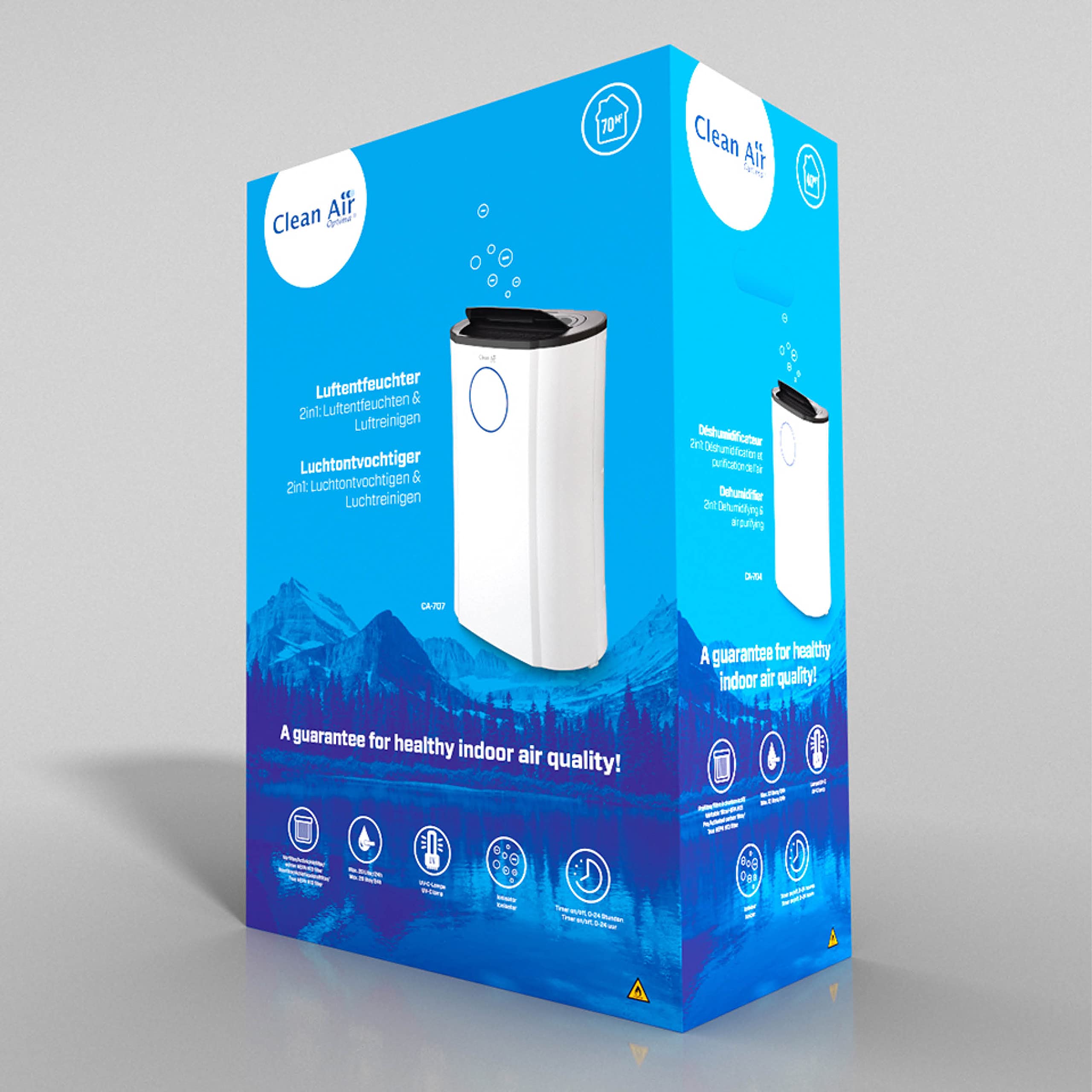 Clean Air Optima CA-707 Purificateur 70 m² 39 dB noir, ivoire 370 W