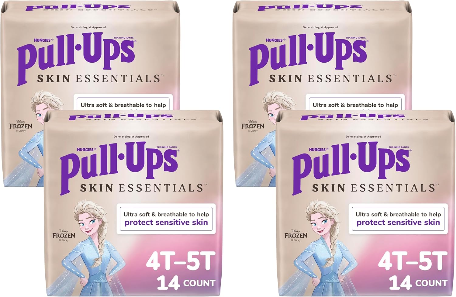 Pull-Ups Girls' Skin Essentials Potty Training Pants, Training Underwear, 4T-5T (38-50 lbs), 14 Ct (Pack of 4)