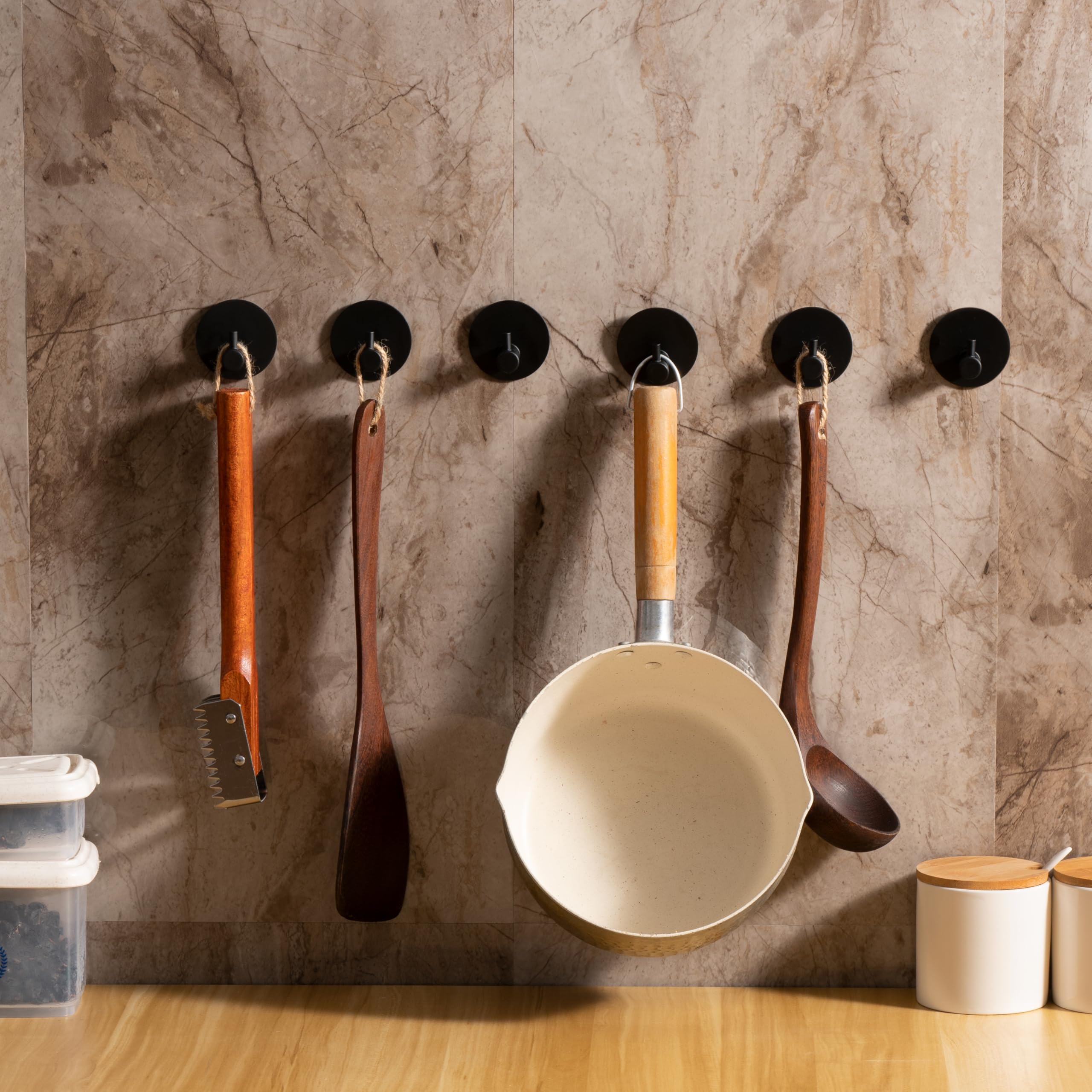 Feligio Ganci Adesivi Bagno 4 Pezzi, Appendi Accappatoio Bagno in Acciaio Inox 304, Appendi Presine Cucina per Camera da Letto Soggiorno, Nero