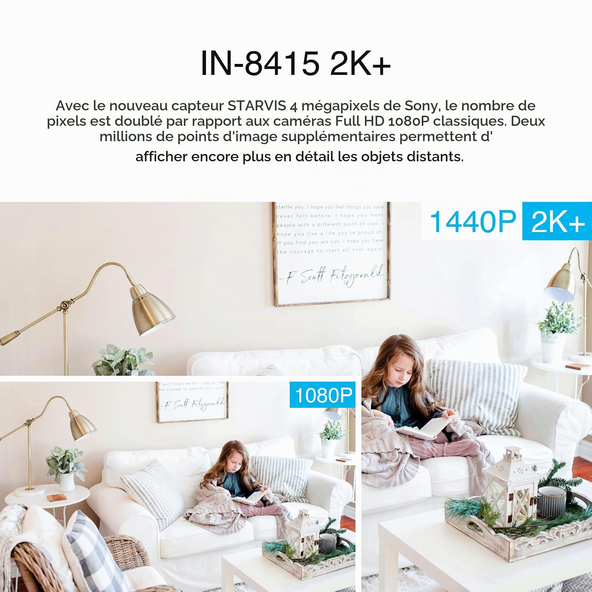 INSTAR IN-8415 2K+ Noir - Caméra de Surveillance LAN/PoE/WLAN avec IA - Caméra IP contrôlable - WPA3 - Wi-FI 2,4 et 5 GHz - Utilisation intérieure - PIR - PTZ - HomeKit - MQTT