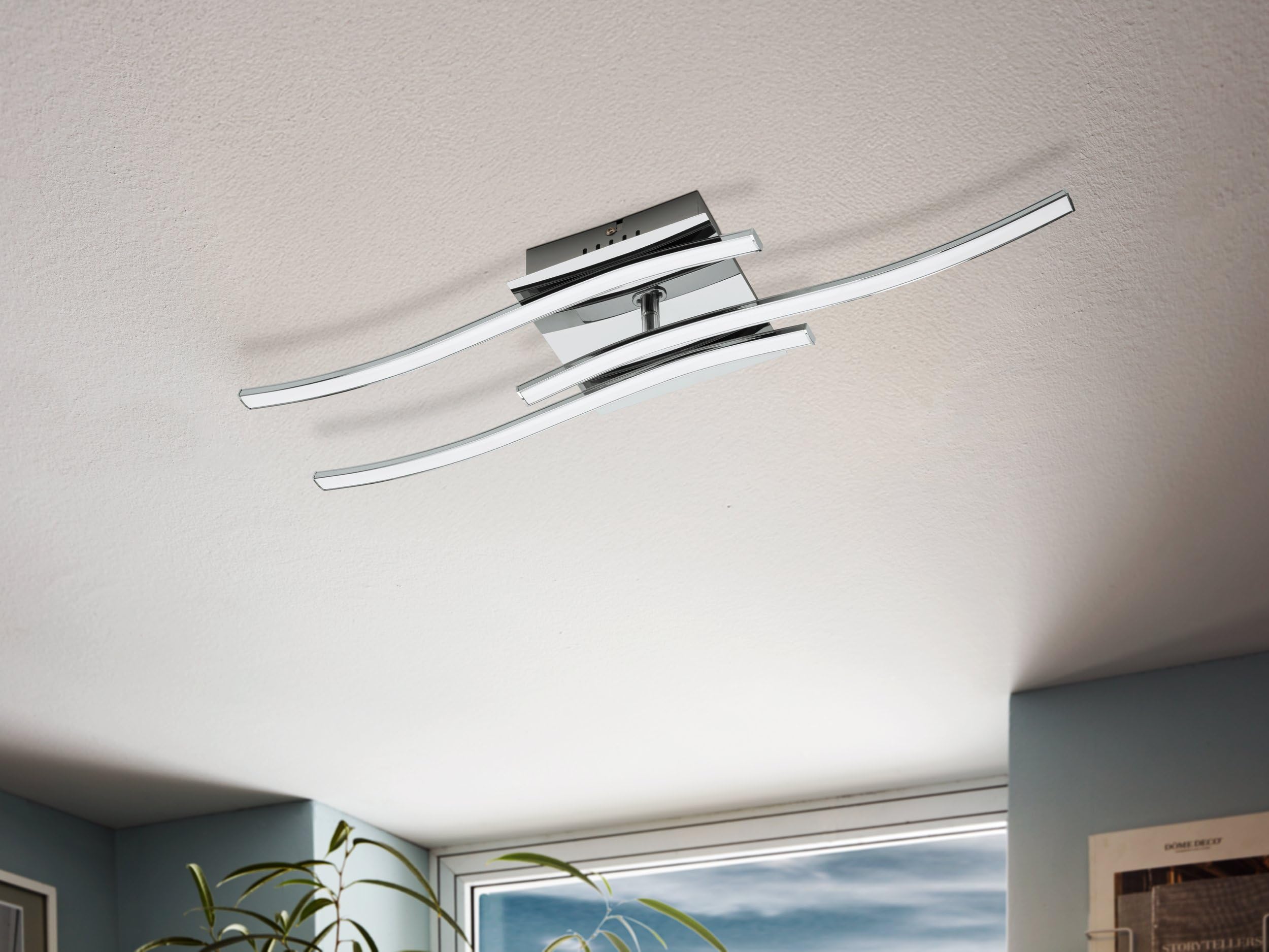 Eglo VALMORA Lampada da soffitto Integriert, 5 W, Chrom/Weiß, 59 x 12.5 x 9 cm
