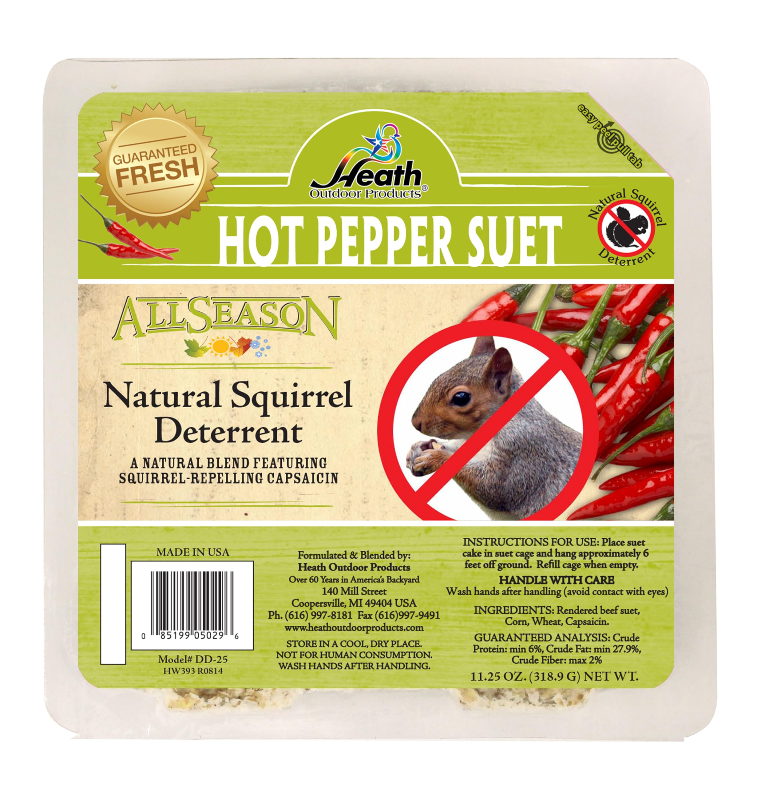 Heath Outdoor Products DD-25 Hot Pepper Suet Cake 12 Pack