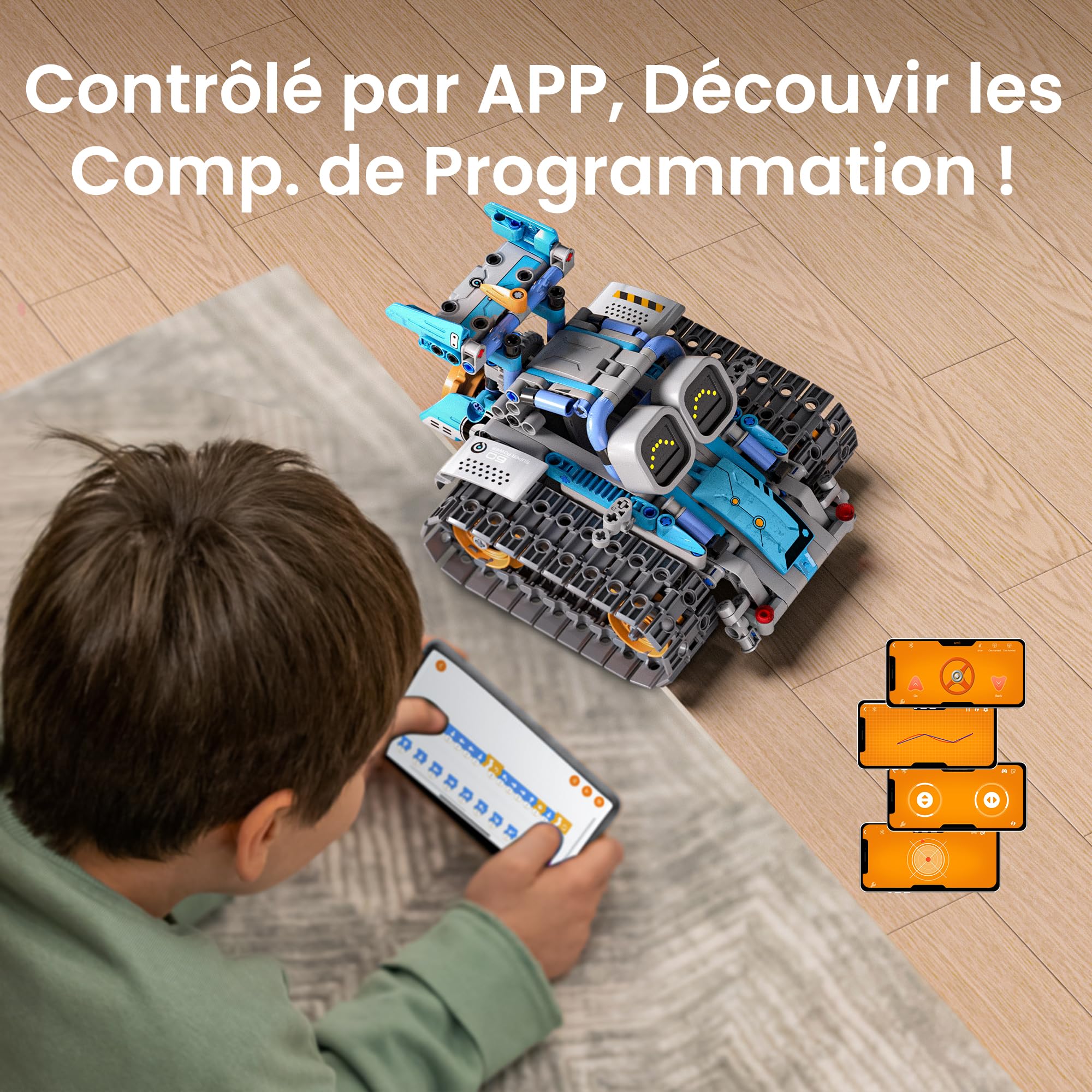 Sillbird Programmierbarer Roboter STEM für Jungen von 8-12 Jahren | 5-in-1-Bauset mit App und Fernbedienung, Geschenkideen für Kinder ab 8 9 10 11 12 Jahren, 473 Teile