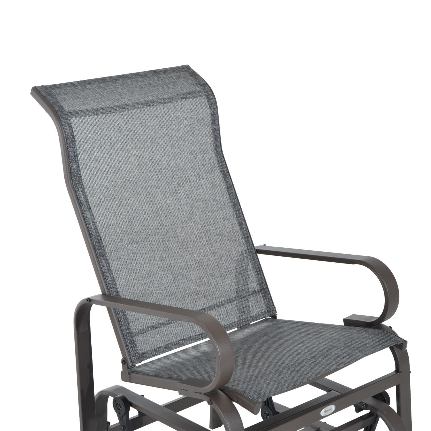 Outsunny Schaukelstuhl Garten Gartenstuhl Relaxstuhl Gartenschaukel Garten Metall Schaukel Stuhl für Garten Terrasse Balkon Texteline Grau+Braun 60 x 78 x 105 cm