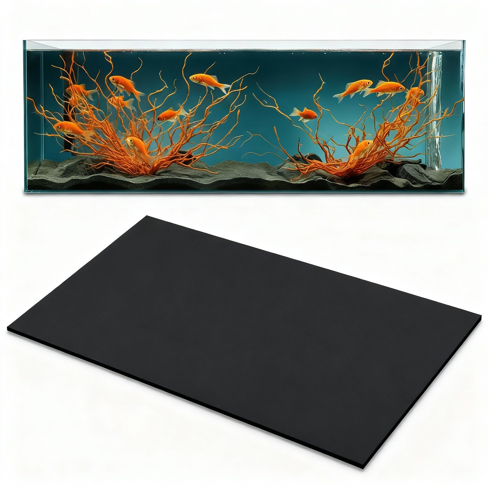 Pangda 1 Pcs 30 x 12 Inch Aquarium Fish Self Leveling Mat for Under Tank 5mm Thick Foam Compressible Neoprene Mat with Adhesive Backing Shockproof