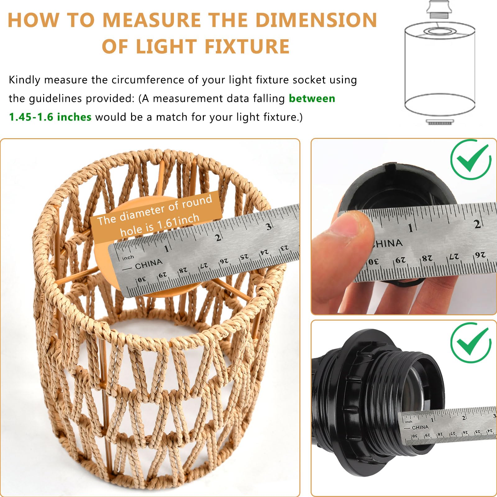 Supkiir 6 Pack Rattan Lamp Shade, Retro Small Pendant Light Shade Replacement, Boho Cylinder Wicker Woven Lampshade for Chandelier, Floor Lamps, Pendant Light, Wall Sconces Light Fixture