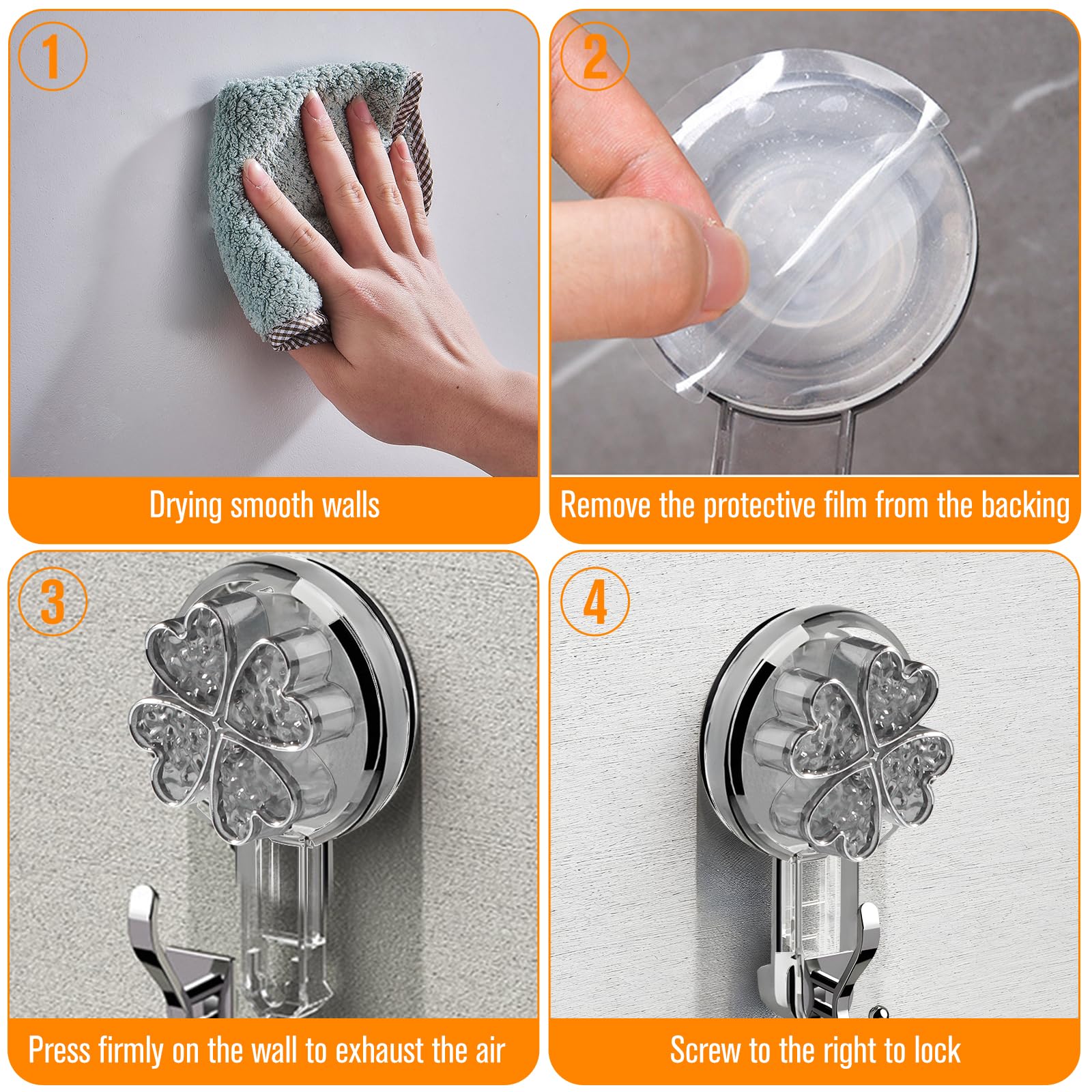 Cosiesnest 2 Pezzi Ganci a Ventosa Extra Resistenti, Ganci per Carichi Pesanti Senza Foratura con Manopola Girevole per Asciugamani da Bagno, da Cucina, Chiavi e Ghirlande Natalizie Capacità 5 kg (A