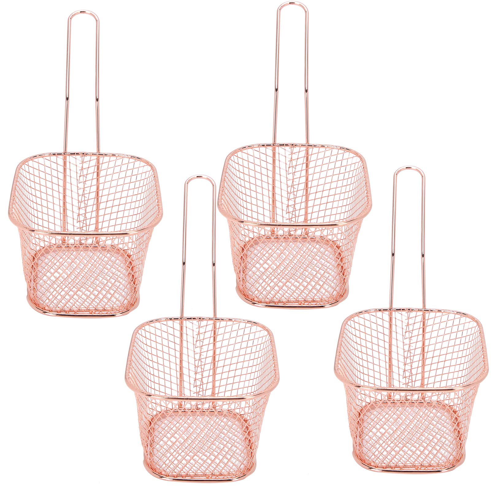 Panier à frites en acier inoxydable or rose pour frites crevettes beignets