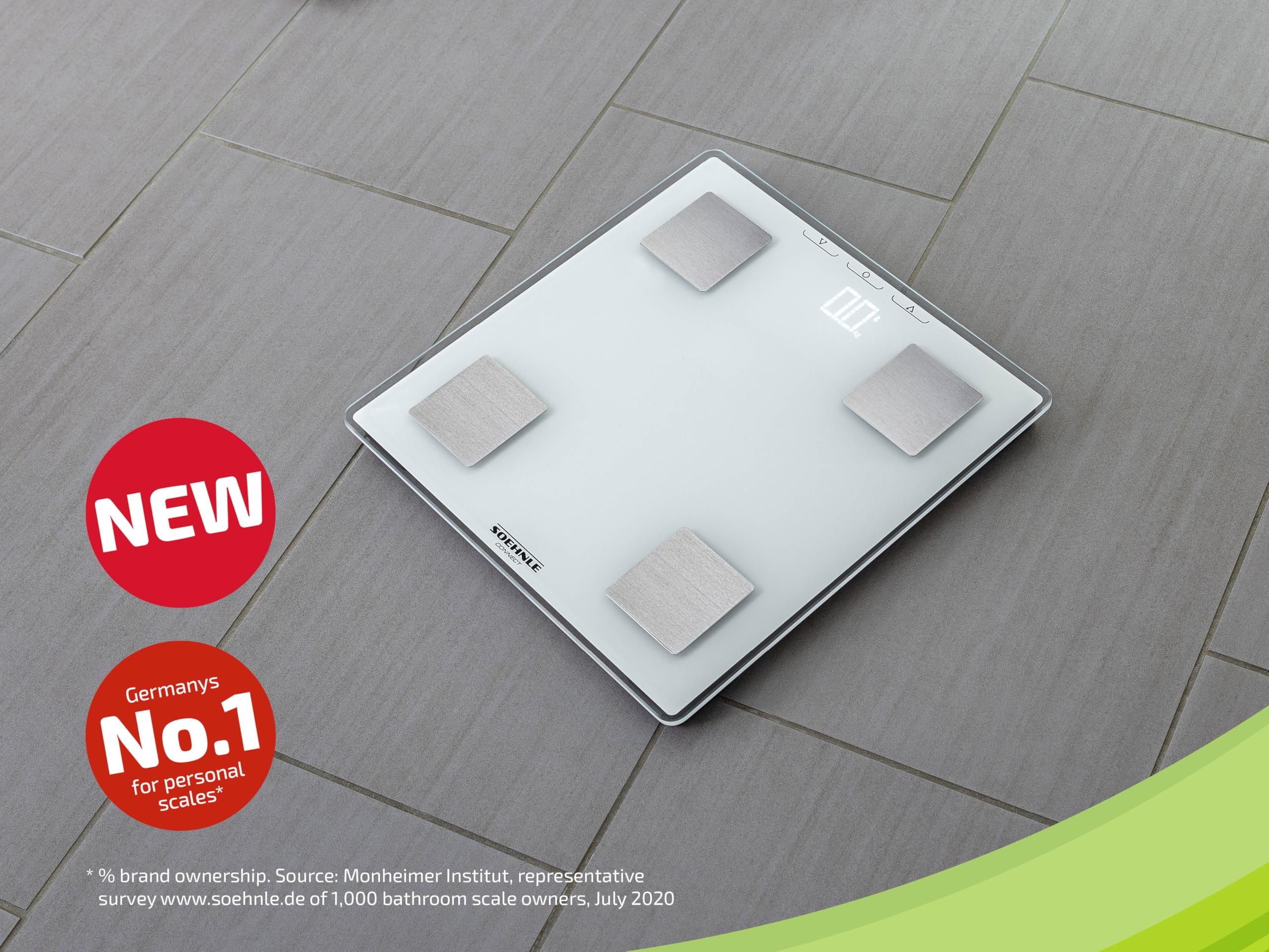 Soehnle Körperanalysewaage Shape Sense Connect Lite, Personenwaage mit App Anbindung, Körperanalyse Gewicht, Fett, Wasser- und Muskelanteil, Körperfettwaage mit LED Display, weiß