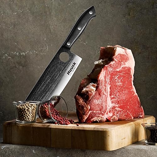 Miniatura 6 de Huusk Cuchillos de Japón, cuchillo Nakiri para verduras, acero japonés de alto carbono forjado a mano cuchillo asiático afilado multiusos cuchillo