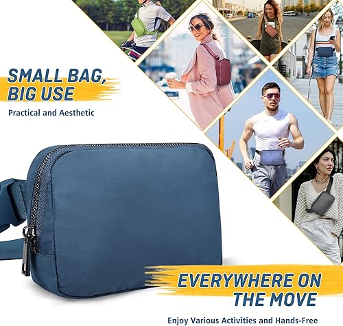 Miniatura 6 de ZOMAKE - Riñonera cruzada para mujeres y hombres bolsa pequeña con correa ajustable, bolsa de cintura de moda para correr,, Camuflaje azul