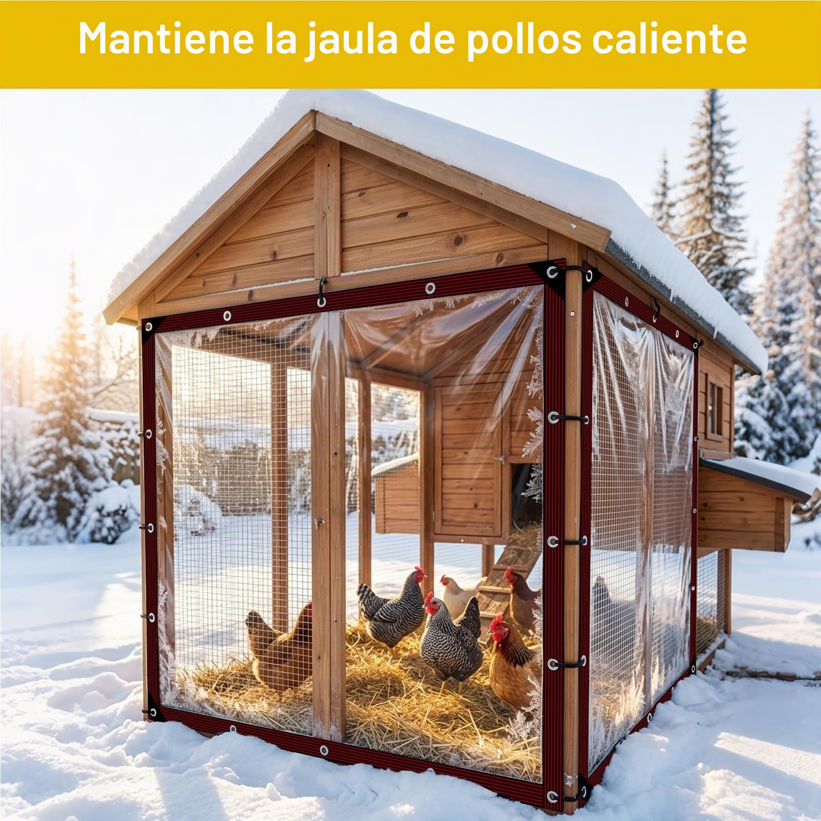 Lona Impermeable Transparente con Ojales de 2 x 3 m, para Exteriores, para Terraza y Gallinero