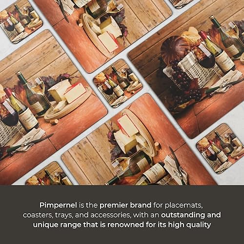 Miniatura 4 de Pimpernel Manteles individuales artesanales de vino, juego de 4 (15.7 x 11.7 pulgadas), corcho, protege las superficies de manchas y daños, fácil de