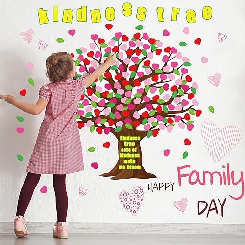 Miniatura 3 de Juego de 128 tablones de anuncios de árbol de San Valentín para el día de San Valentín, diseño de corazón y hojas, recortes de árbol para decoración