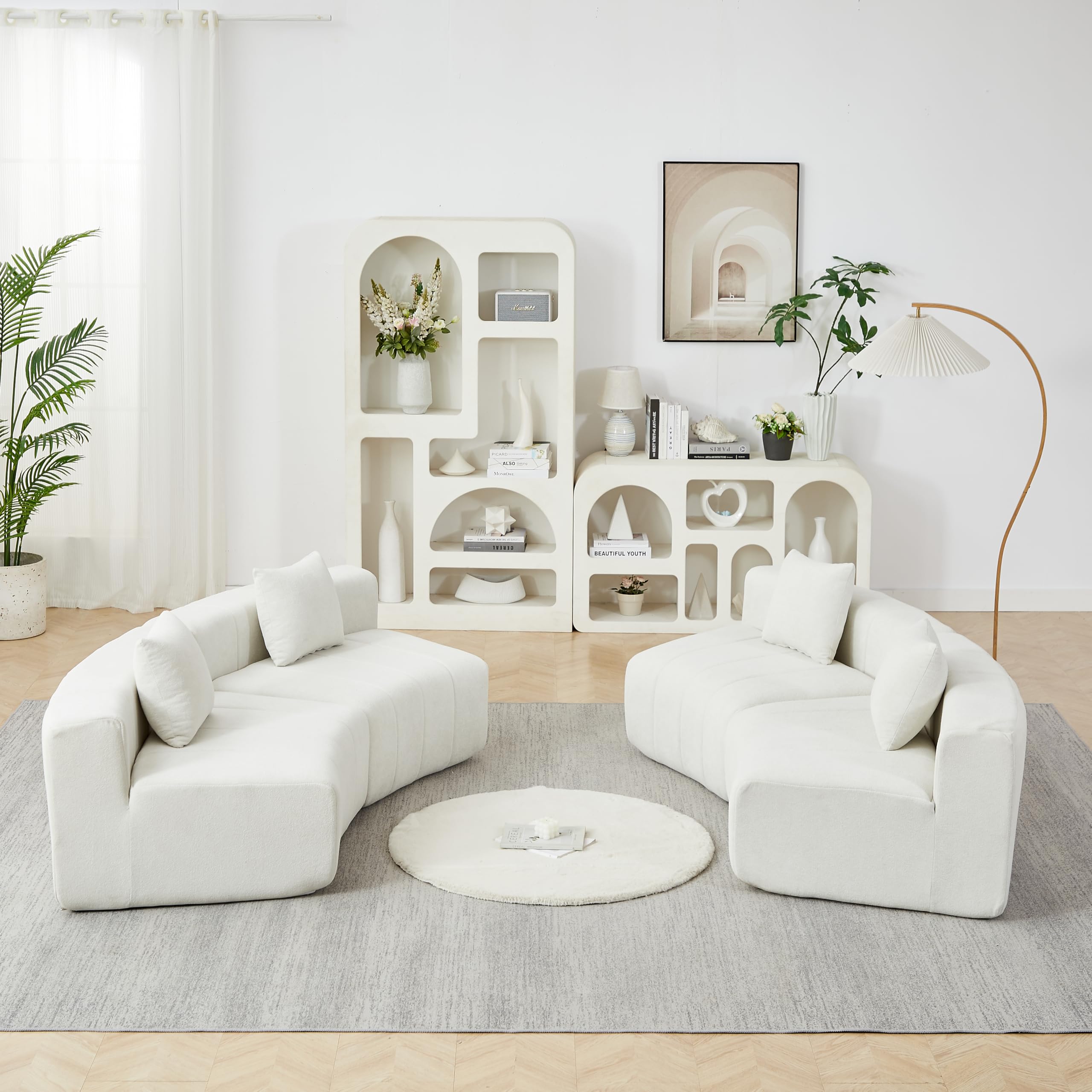 Generisch Zakrzywiona szenilowa sofa czteroosobowa z 2 poduszkami