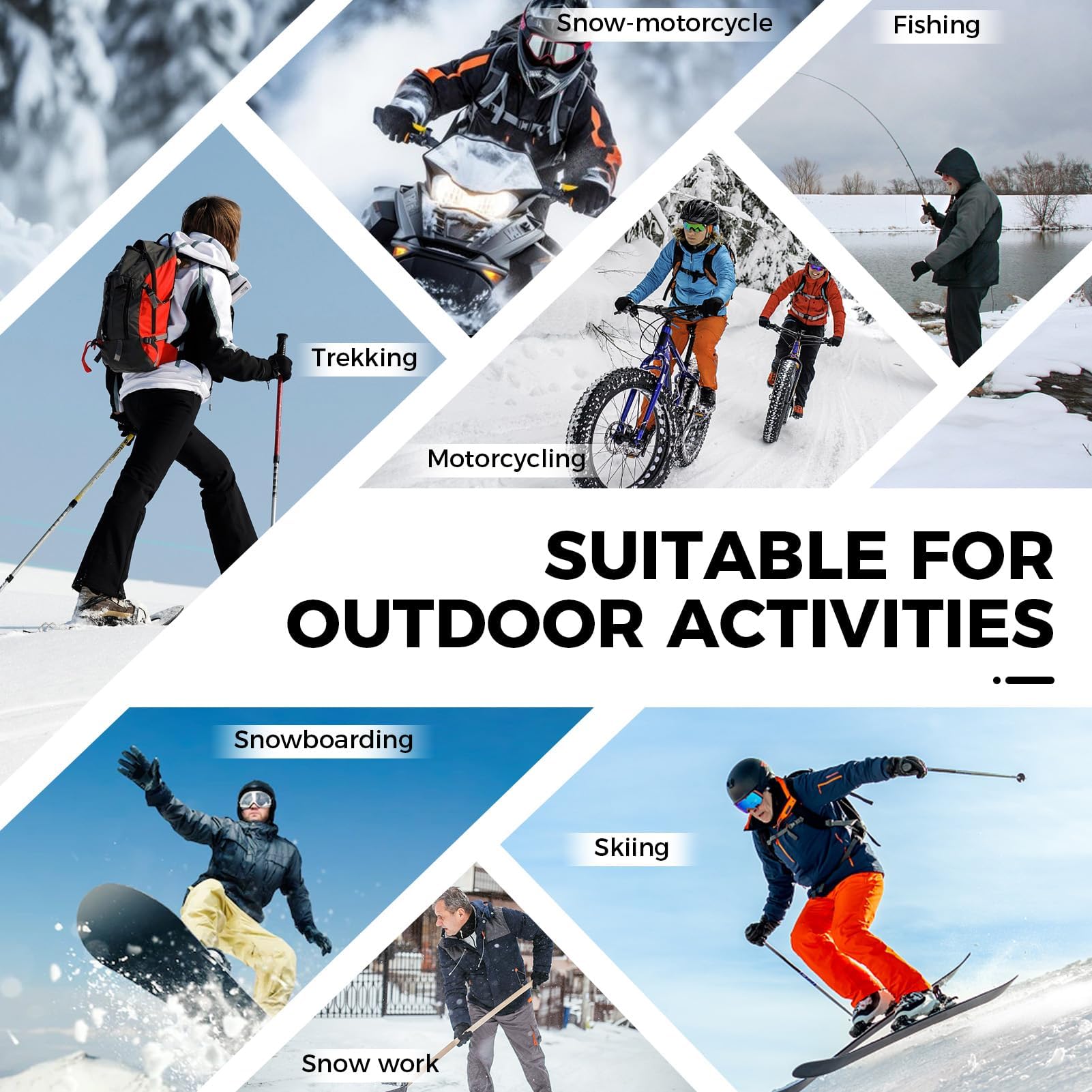 ZENUTA Guantes de invierno impermeables para hombre, guantes de esquí de nieve resistentes al viento, guantes térmicos cálidos transpirables para mujer, guantes de pantalla táctil de 5 dedos para