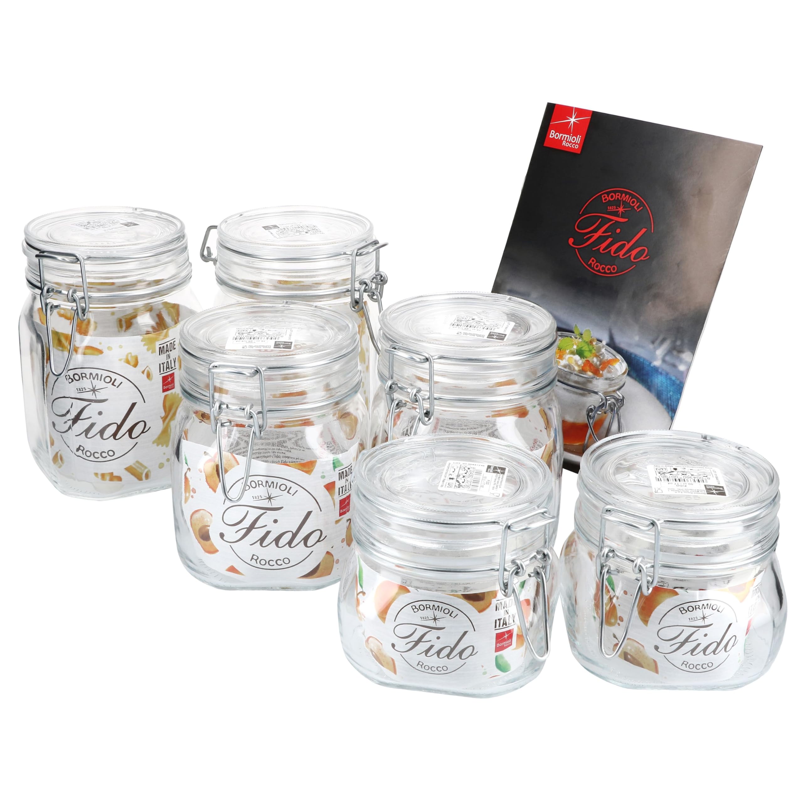 Bormioli Rocco Vorratsglas Fido, Glas, (Set, 6-tlg., 6 Stück, 0,5l