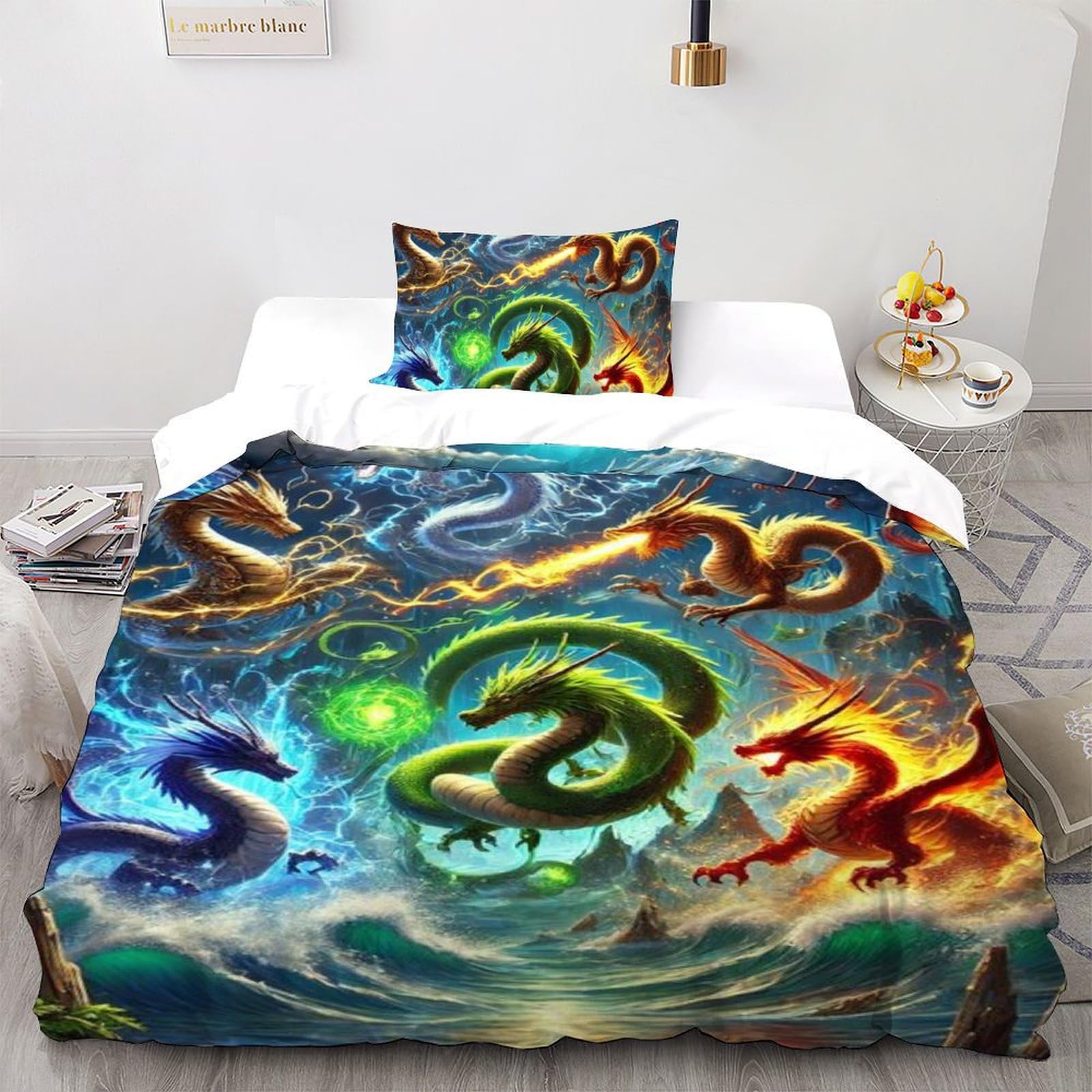 Housse de couette 135x200cm imprimé 3D taies d'oreiller en microfibre