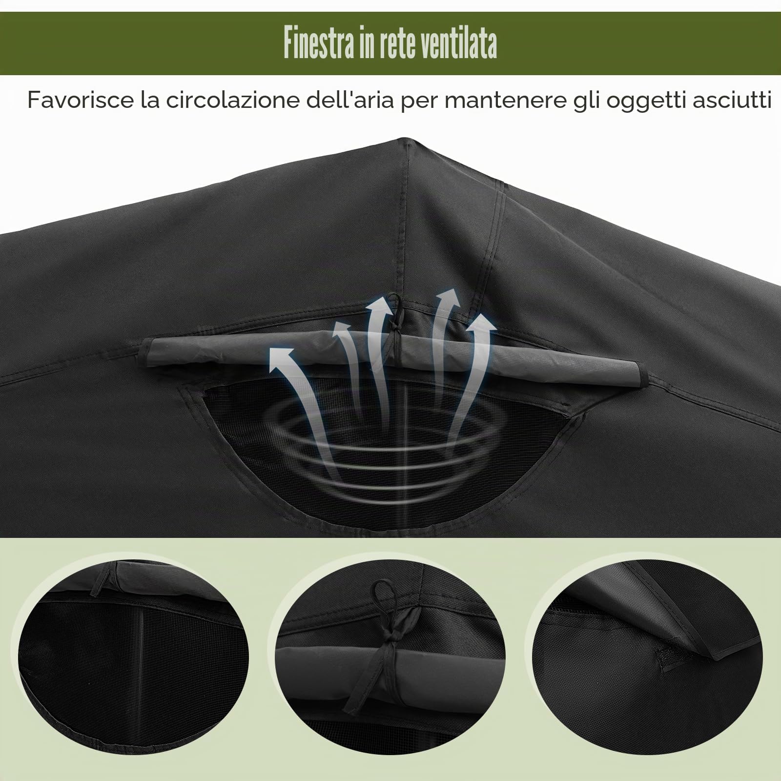 SOARS Casetta da giardino 342 x 137 x 193 cm, copertura per moto da esterno in tessuto Oxford impermeabile, base in metallo, costruzione stabile, finestra arrotolabile, per moto, bicicletta, giardino