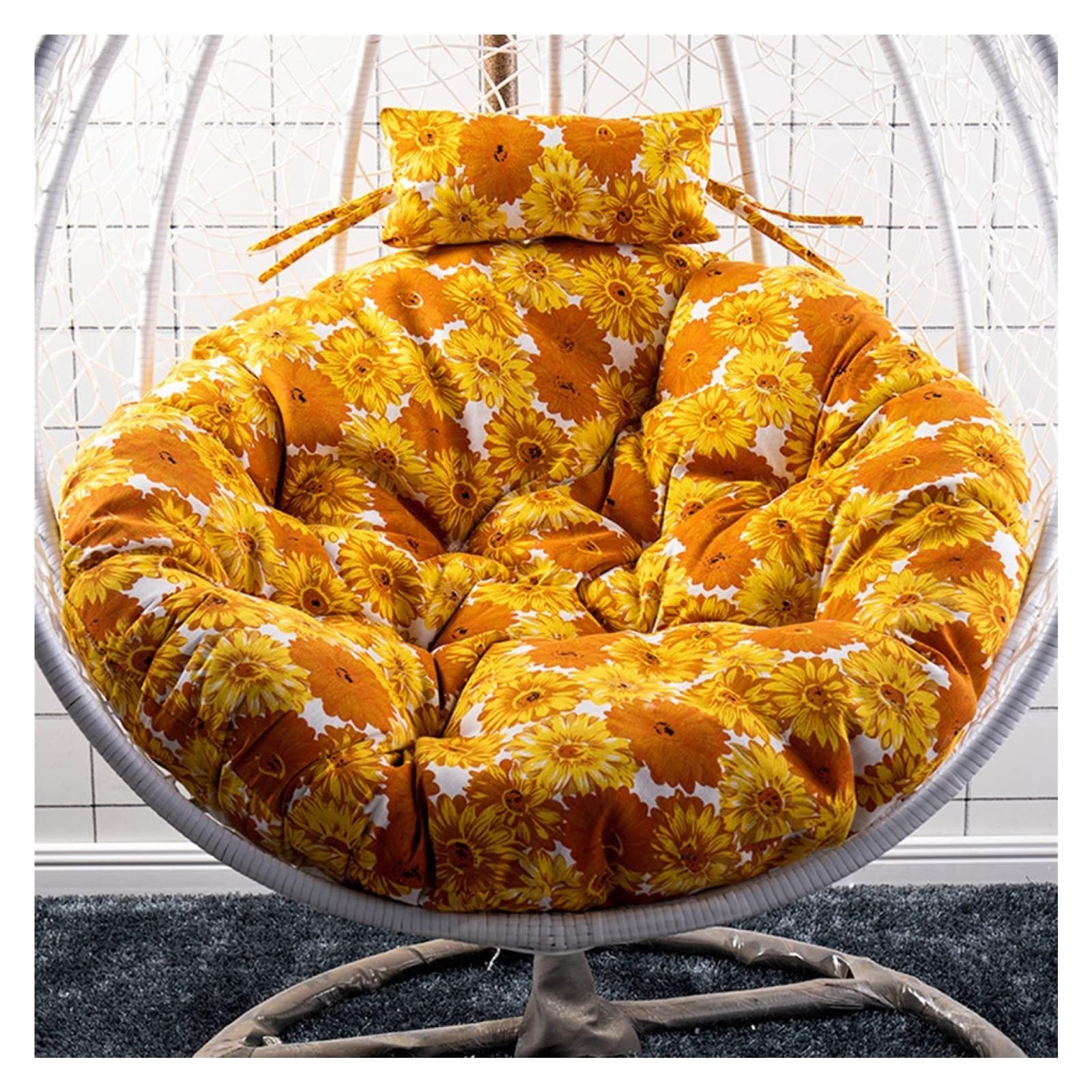 Cojín con estampado de silla de huevo, cojines colgantes de ocio for silla de huevo, cojín de silla de columpio, cojín de silla de ratán de repuesto extraíble y lavable, solo cojín(Color 4,Diameter 10