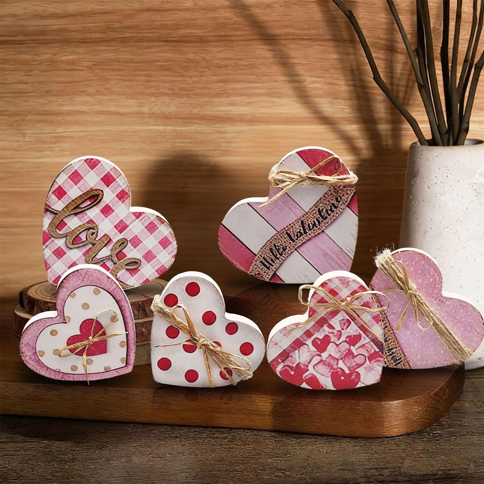 Of 6 Beautiful Heart Set for Occasions Like Anniversaries and Valentine Day Desktop Ornaments Desktop Display Party Easy to Suitable for Various Styles