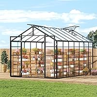 VEVOR 8x14 Polycarbonate Walk-in Greenhouse Kit - UV-Resistant Panels, Aluminum Frame, 2 Vents, Hinged Door for Backyard Garden