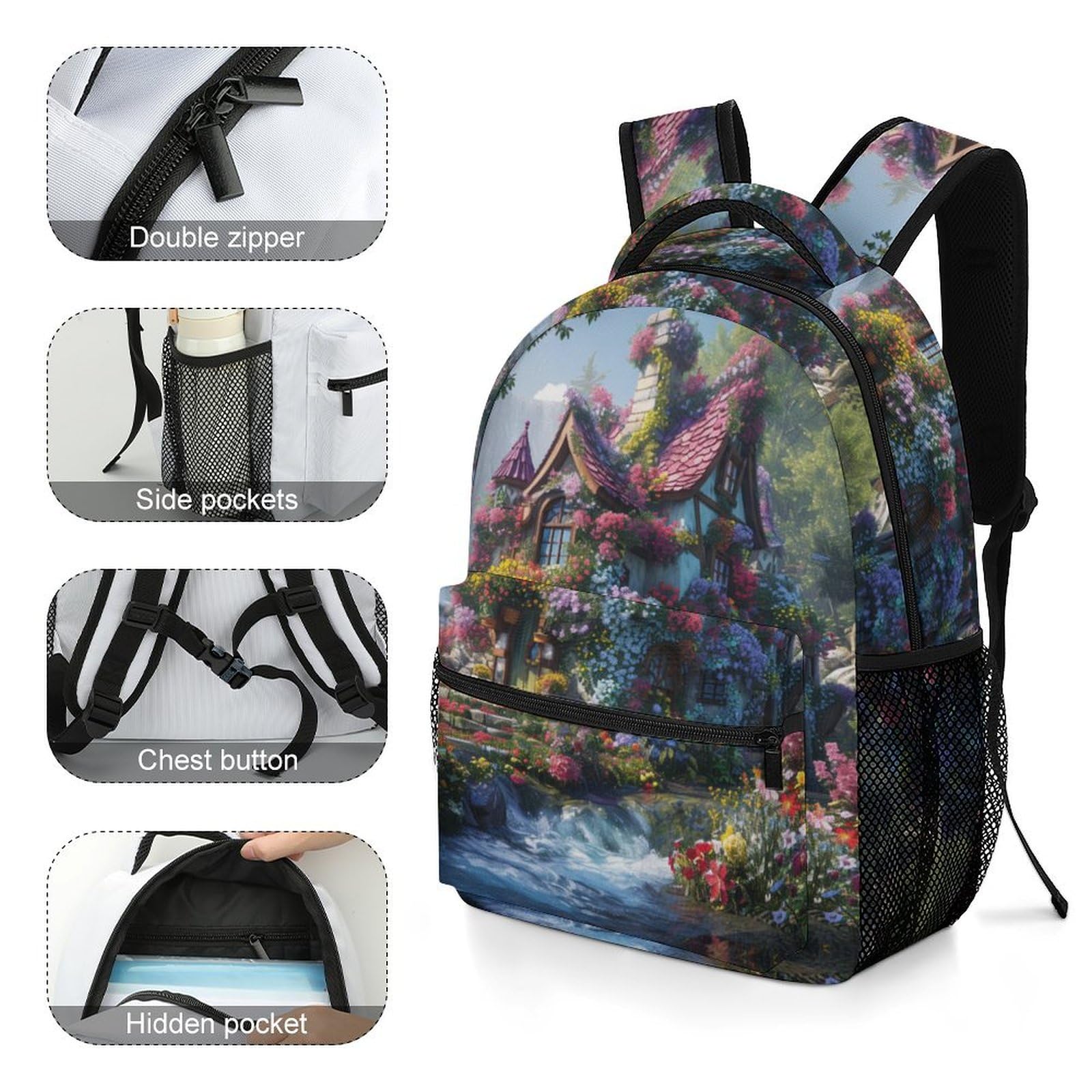 Cabaña de montaña Mochila Niña hermoso paisaje Morrals Calidad Y Resistencia Mochila Colegio Mochila Infantil De Gran Capacidad Para Niñas Y Niños One Size