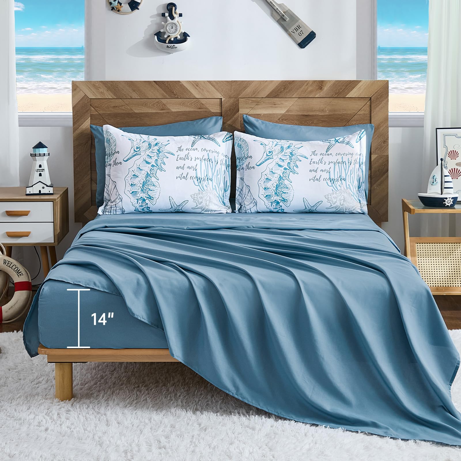 WONGS Bedding 7-teilig Coastal Schmusetuch YS01AB091834K7U-A