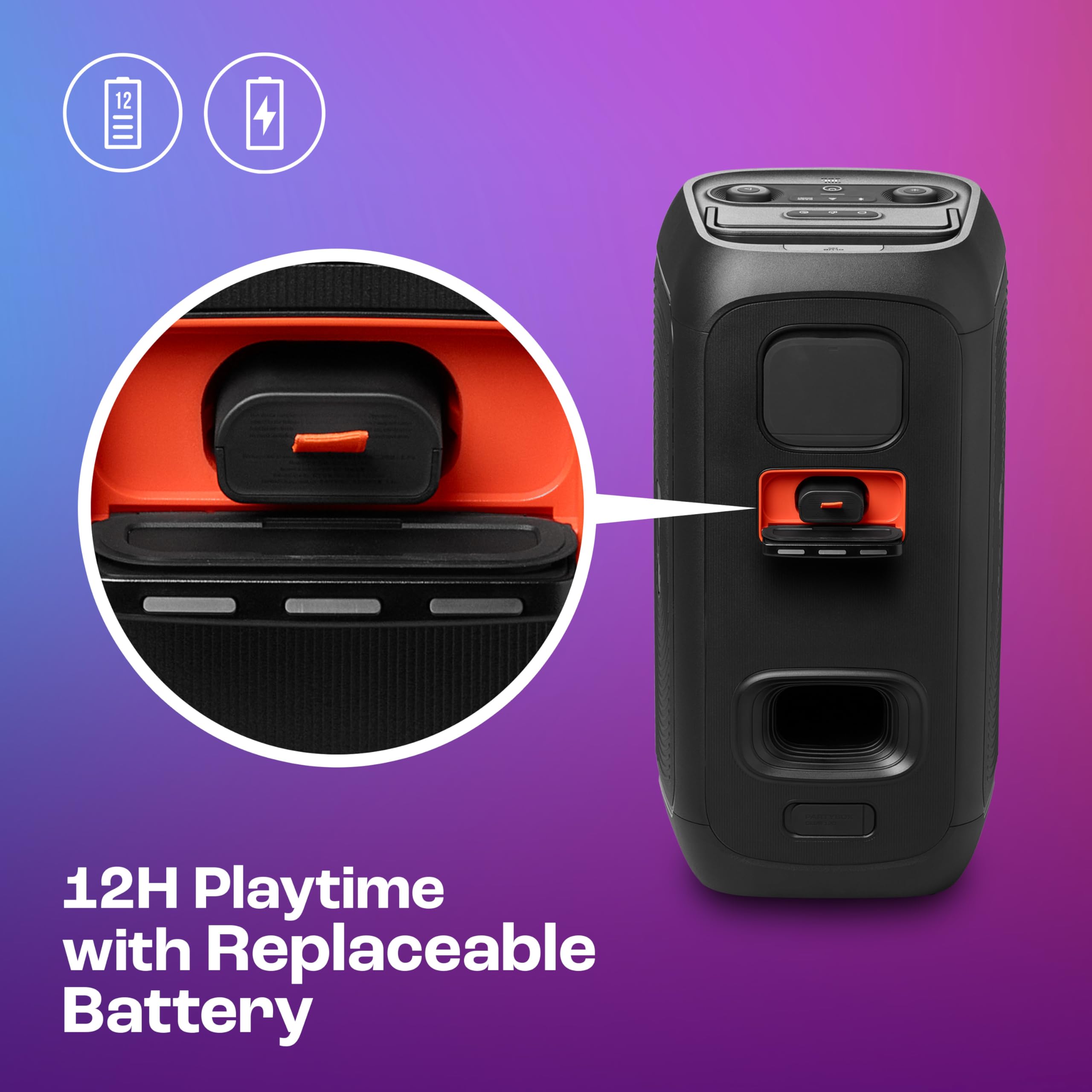 JBL Partybox 120 Wireless Bluetooth 160W Party Speaker, AI Sound Boost, Futuristic Light Show,Upto 12H Runtime,Auracast Multispeaker Support,Guitar+Mic Input — Amazon image 3