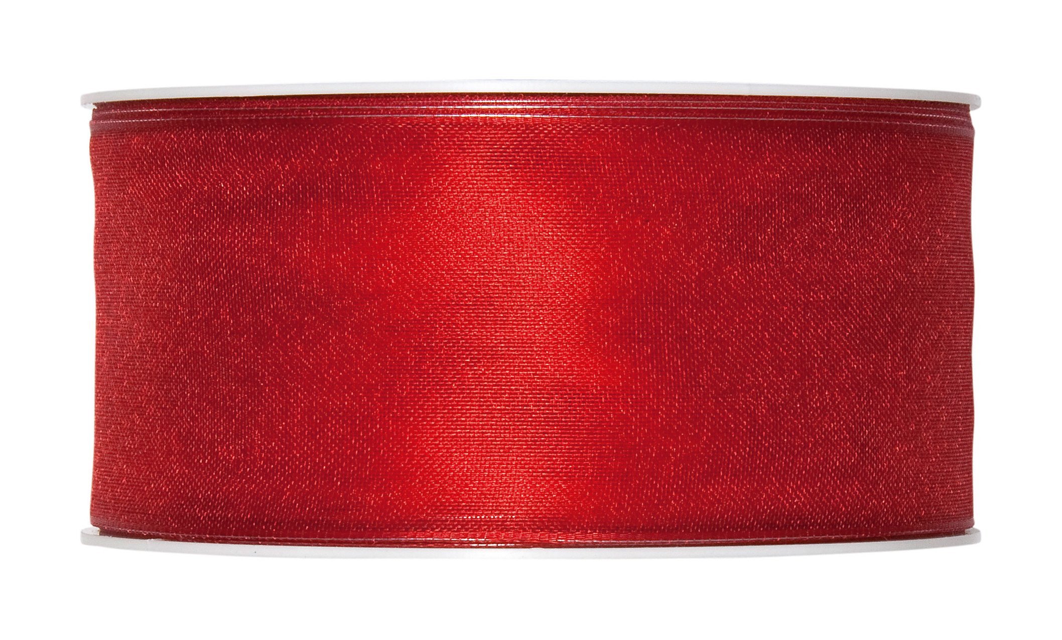 Blood Red Organza ribbon 40mm (1.5"") wired fabric 25m roll Made in Germany