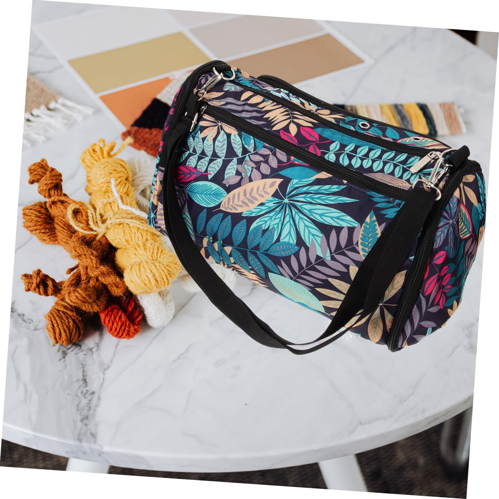 Gadpiparty Bolsa Organizadora para Hilo y Agujas de Tejer, Tela Oxford, Doble Capa Cremallera, Portátil para Ganchillo y Costura