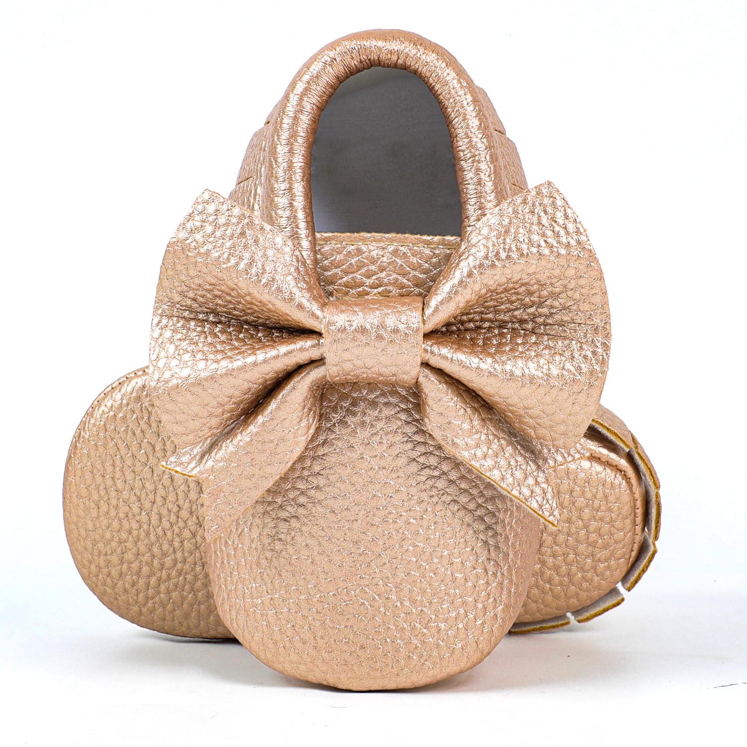 Bebila Double Bow Fringe Baby Moccasins - Soft Sole Baby Shoes Girls Toddler Crib Flats