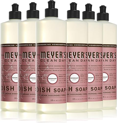 Mrs. Meyer's Clean Day - Detergente líquido para platos, aroma a romero, paquete de 6 unidades, 16 fl oz