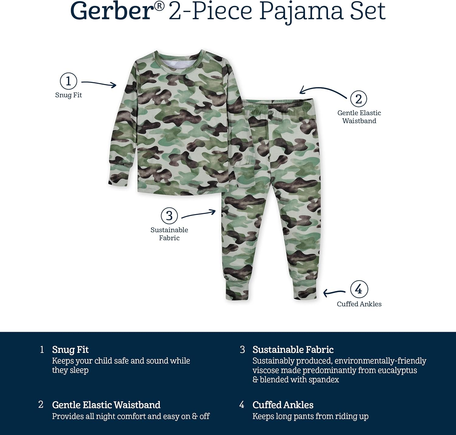 Gerber Unisex Baby Toddler Buttery Soft 2-Piece Snug Fit Pajamas with Viscose Made from Eucalyptus - Image 6