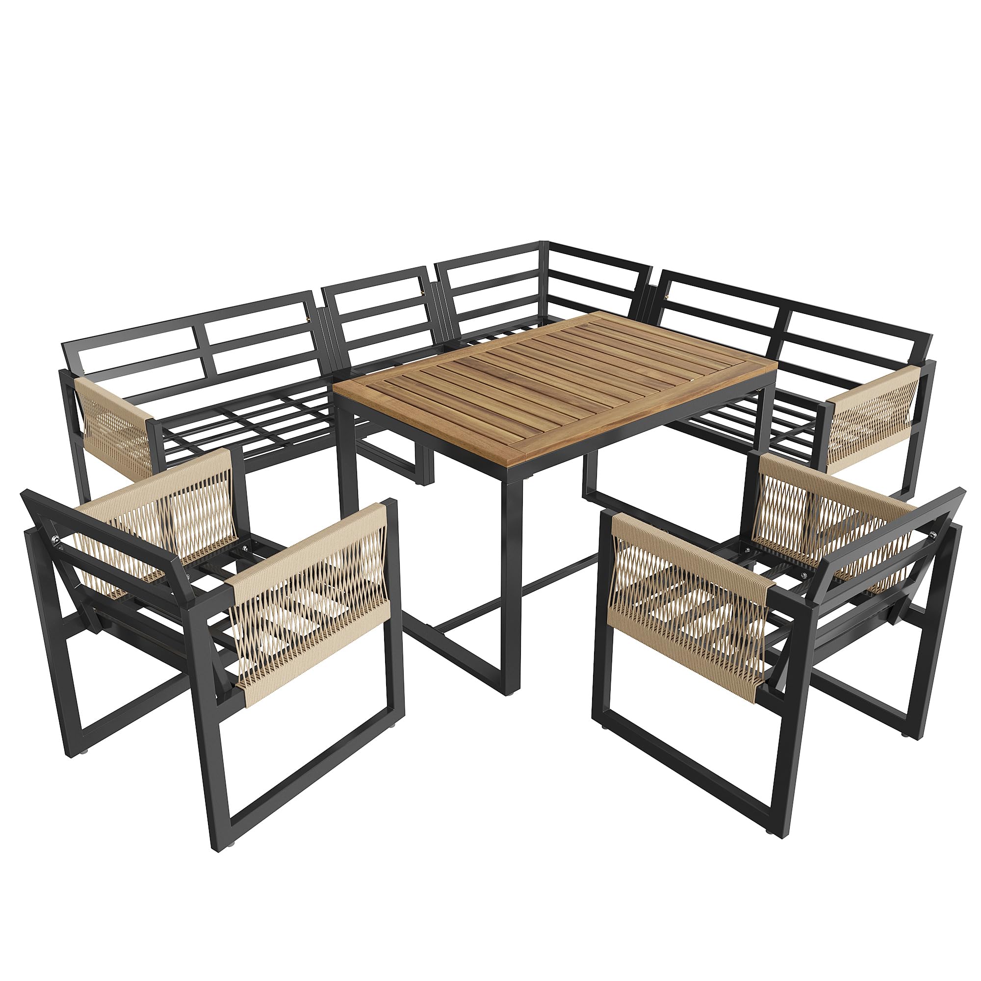 TIZZ Juego de muebles de jardín para 7 – 8 personas, juego de salón de jardín, conjunto de muebles de jardín, balcón, terraza, resistente a la intemperie, conjunto de asientos para comedor, moderno
