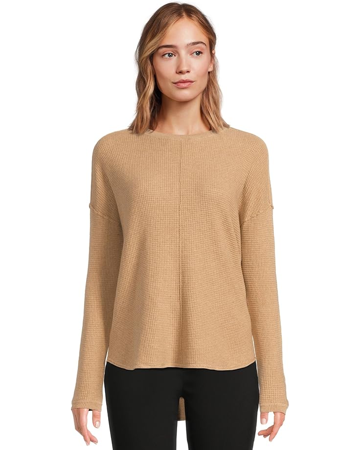 Elliott Lauren Cotton Cashmere - Round Neck Waffle Stitch Drop Shoulder Long Sleeve Sweater - Main View