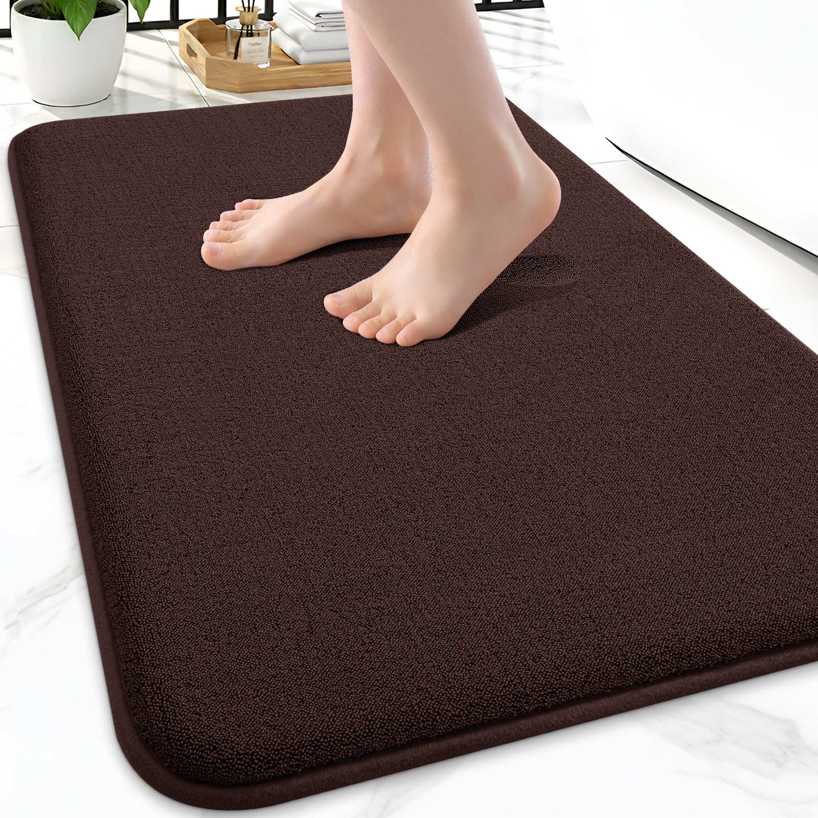 Smiry Smiry Memory Foam Bath Mat 24x16, Extra Soft Absorbent Bathroom Rugs