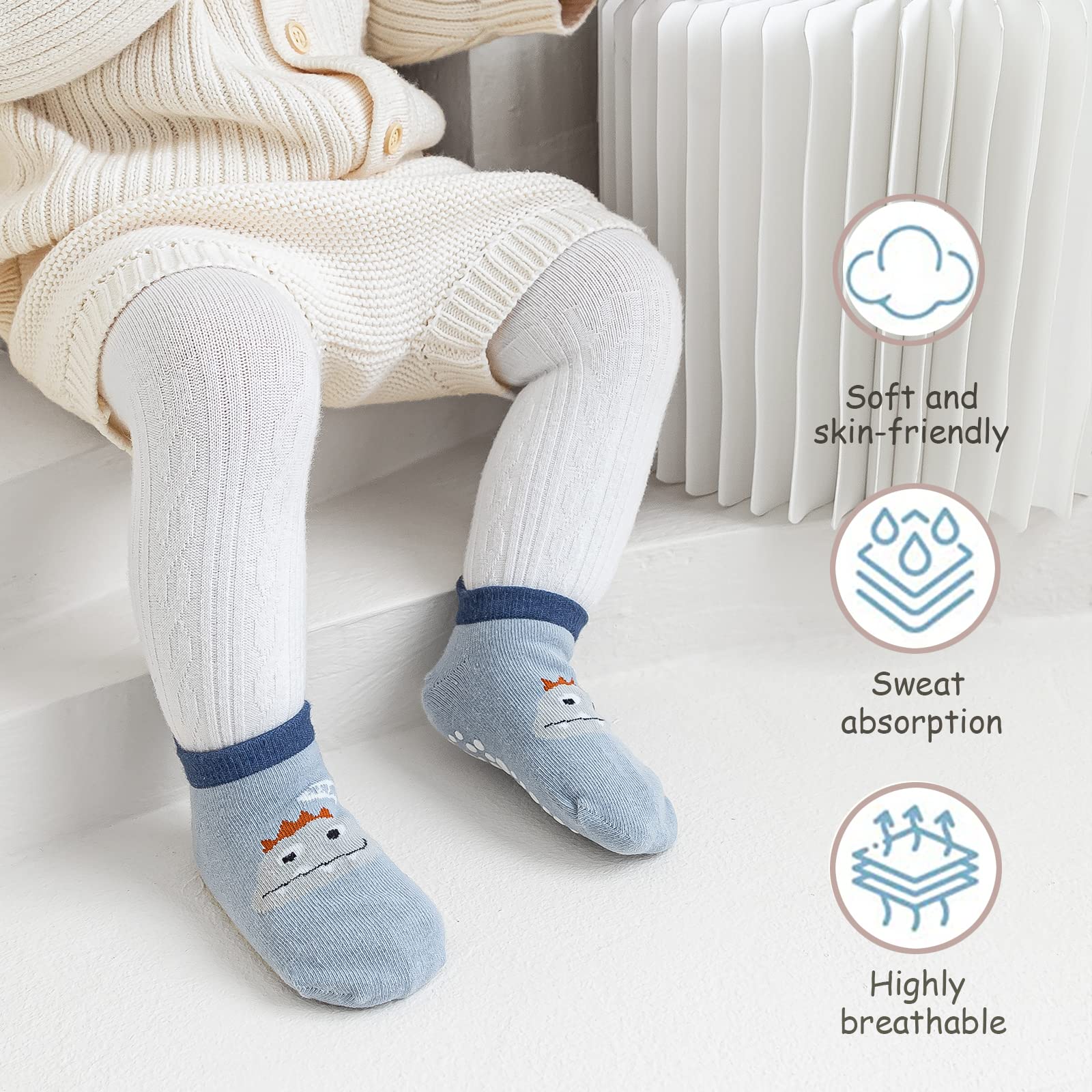Baby Anti-Slip Ankle Skarpety Cute Cartoon Grips Skarpety Dla Niemowląt Maluch Chłopcy Dziewczyny 5/6 Para