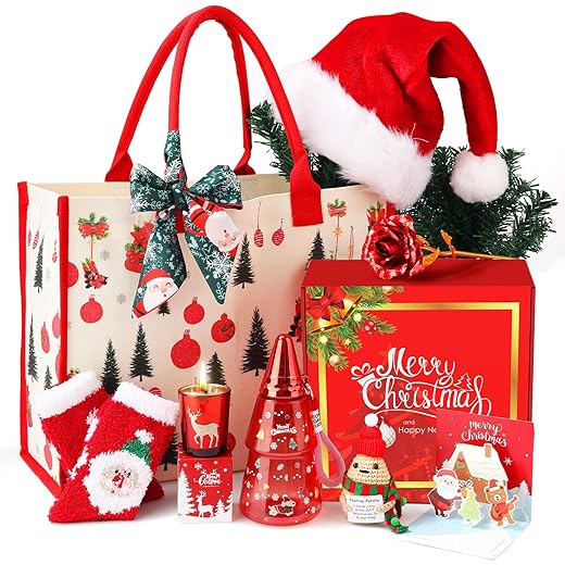 Cestas de presente de Natal para mulheres, conjuntos de presentes de Natal para mãe, ela, esposa, namorada, pacote de cuidados para mulheres, presentes exclusivos de aniversário, cesta de presentes de