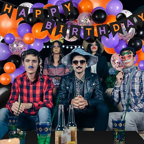 Miniatura 7 de 131 decoraciones de fiesta de cumpleaños incluyen manteles de arco de globos de 54 x 72 pulgadas y cartel de cumpleaños para Halloween Navidad boda