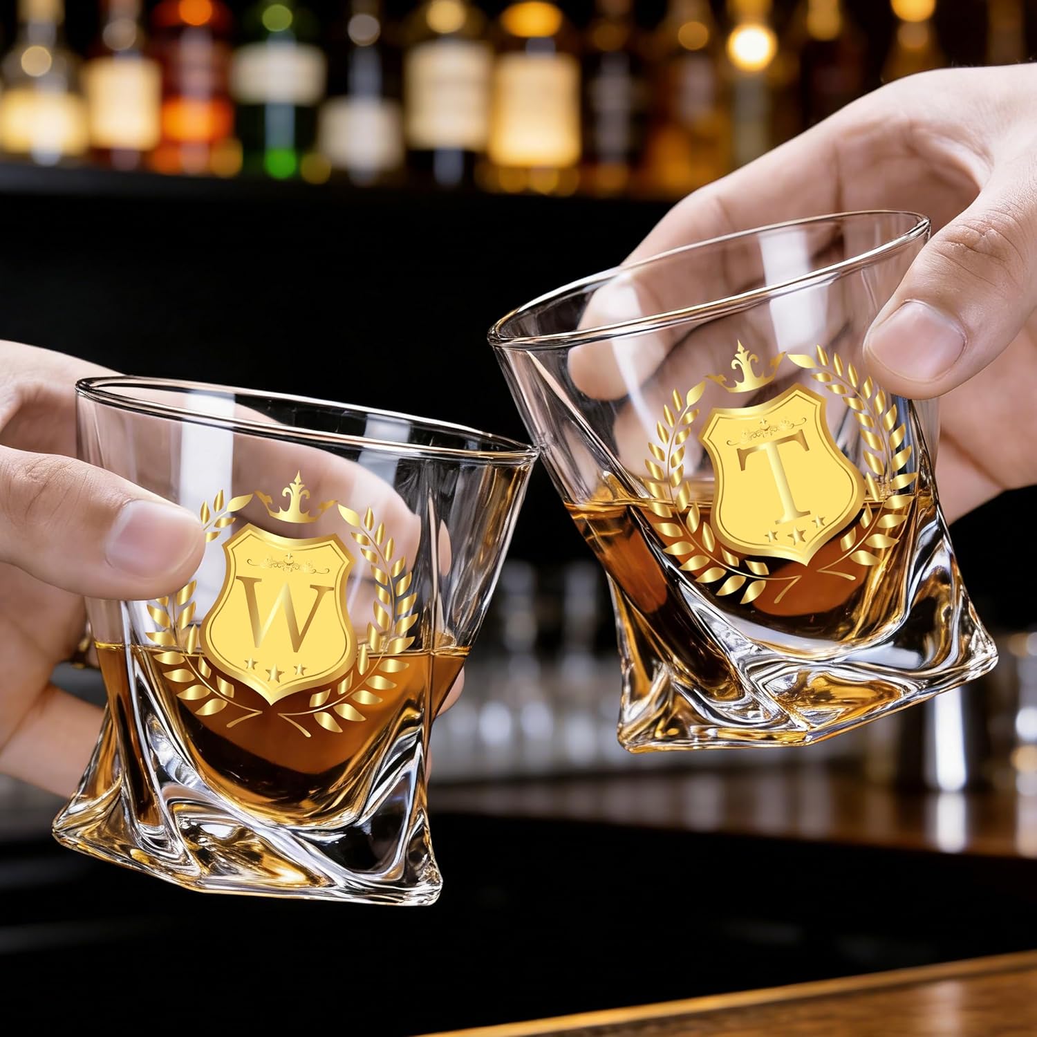 Monogrammed Whiskey Glass Gift Initial Letter T Gift for Man Personalized A-Z Wine Glasses Gifts Package with Whisky Glass and Greeting Card for Men - Image 5