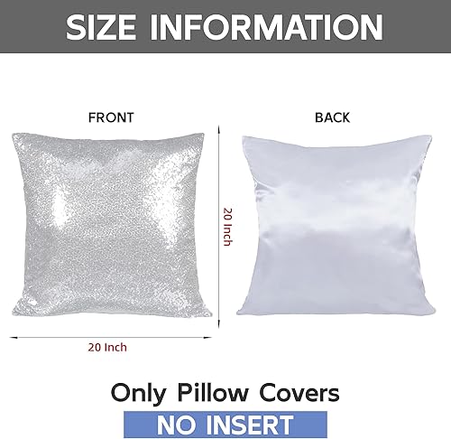 Miniatura 3 de Poise3EHome Fundas de almohada decorativas de lentejuelas plateadas de 20 x 20 pulgadas para sofá, cama, sala de estar, Navidad (plata, 2 unidades)