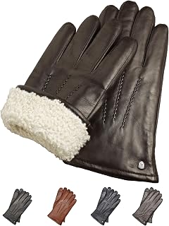 AKAROA ESTD 2019 Lederhandschuhe Herren DAN, Touchscreen Funktion, italienisches Leder, Futter aus original Neuseeland Lammfell, 5 Größen S - XL